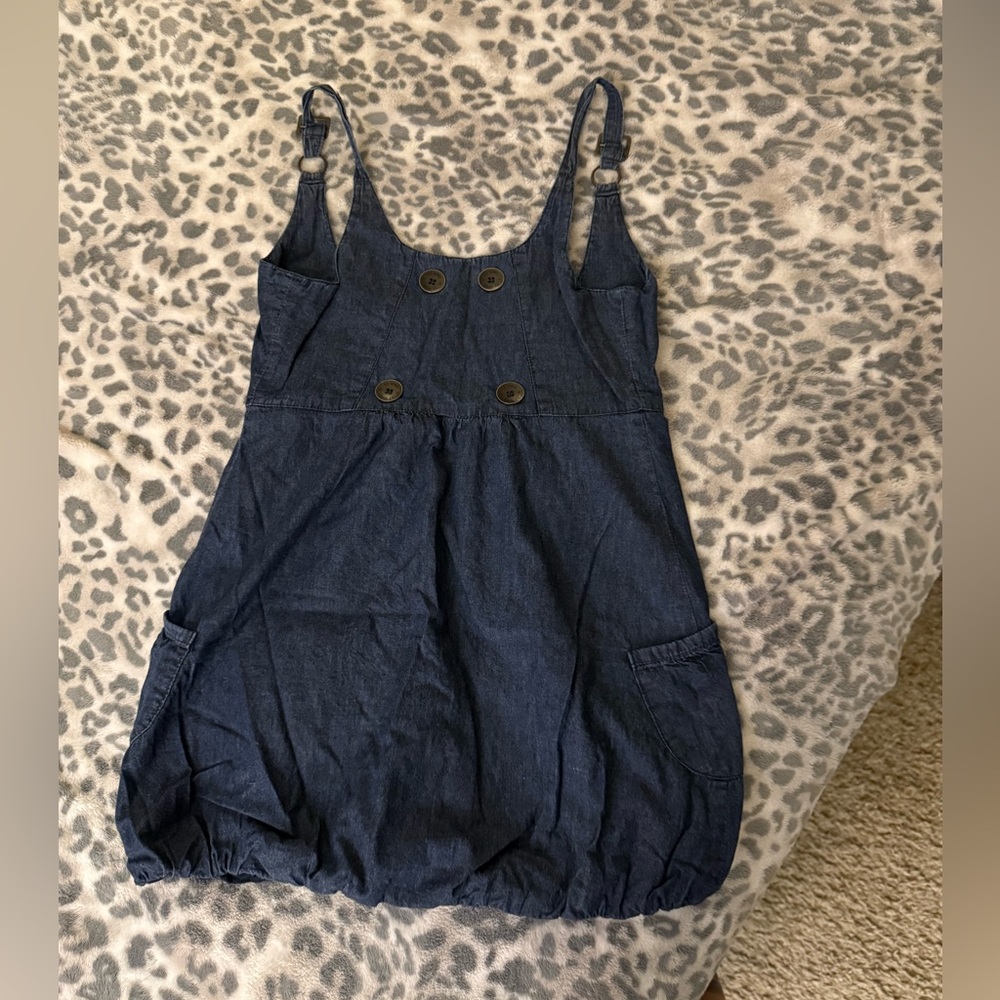 bubble hem denim mini dress